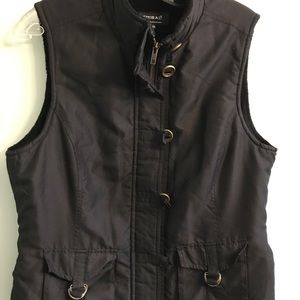 Beautiful black Women’s Vest with brass coloured bottoms, waist synching. GB 1